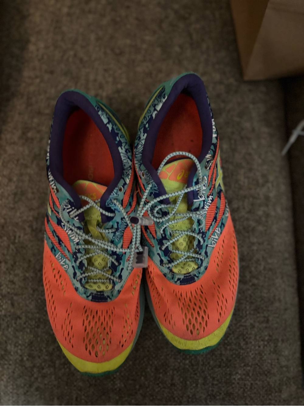 Asics Kids Coral and Lime Athletic Sneakers